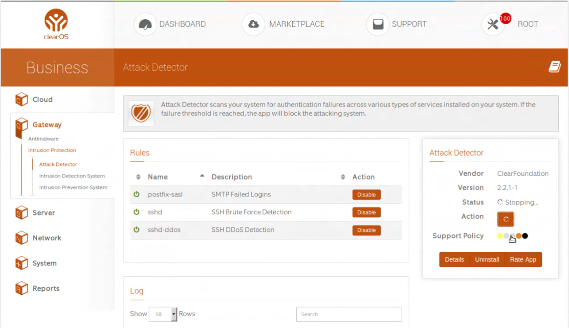 ClearOS Attack Detector